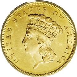 1855 $3 MS63 PCGS. When Mint State three dollar gold p 