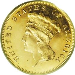 1873 $3 Open 3 PR65 Cameo PCGS. This Open 3 variety is 