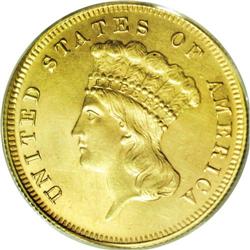 1875 $3 PR64 PCGS. In 1977, Walter Breen wrote in his 