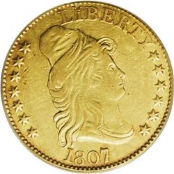 1807 $5 Bust Right AU53 PCGS. Small Date, Small Obvers 
