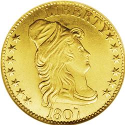 1807 $5 Bust Right MS62 NGC. Large Date, Breen-6452, B 