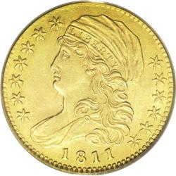 1811 $5 Small 5 AU50 PCGS. Breen-6464, BD-2, R.3. Subs 