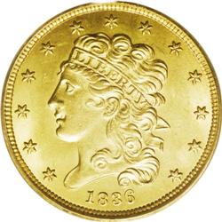1836 $5 MS64 PCGS. Breen-6508, Second Head, Small Date 
