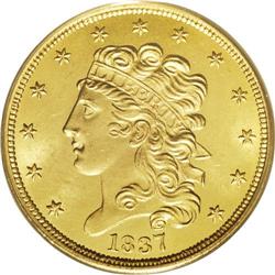 1837 $5 MS64 PCGS. Breen-6512, Large Date, Large 5, Mc 