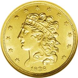 1838 $5 MS62 NGC. Breen-6514, Large Arrows, Small 5, M 