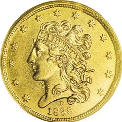 1838-D $5 AU58 PCGS. McCloskey 1-A, R.3. Only one die 