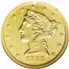 Image 1 : 1868 $5 AU50 NGC. Gold coins failed to circulate on th 