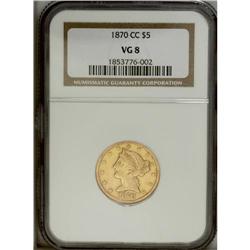 1870-CC $5 VG8 NGC. The 1870-CC is the rarest Carson C 