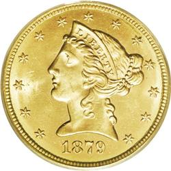 1879-S $5 MS65 PCGS. A surprisingly difficult coin to 