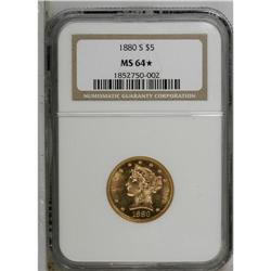 1880-S $5 MS64 S NGC. A boldly struck straw-gold near 