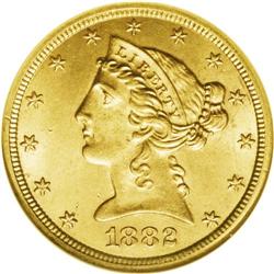 1882-CC $5 MS62 ANACS. Although the grade is limited t 