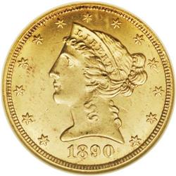 1890-CC $5 MS64 NGC. The 1890-CC is decidedly more dif 