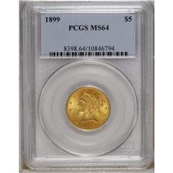 1899 $5 MS64 PCGS. A sharply struck example with plent 