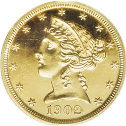 1902 $5 PR64 Cameo PCGS. Sharply struck with unusually 