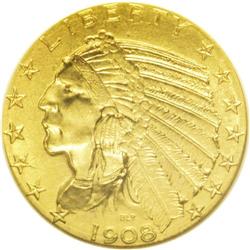 1908 $5 MS64 NGC. A remarkable example of this always- 
