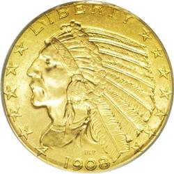 1908 $5 MS66 PCGS. 1908 was the last year that two dif 