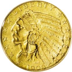 1908-D $5 MS63 PCGS. The striking details are impressi 