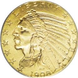 1908-D $5 MS64 PCGS. Several small hoards of 1908-D ha 