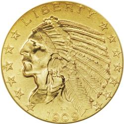 1909-O $5 AU53 NGC. The 1909-O has the lowest mintage 