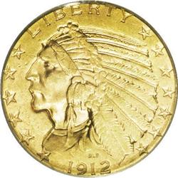 1912-S $5 MS62 PCGS. Gold specialist David Akers (1988 
