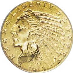 1913-S $5 MS62 PCGS. Generally well struck, except for 