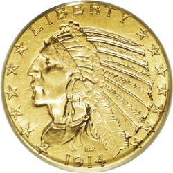 1914-S $5 MS62 PCGS. A satiny San Francisco half eagle 