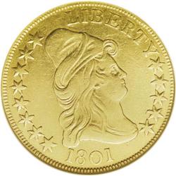 1801 $10 --Damaged, Cleaned--ANACS. AU50 Details. Breen 