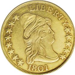 1801 $10 AU50 PCGS. Breen-6843, Taraszka-25, BD-2, R.2 