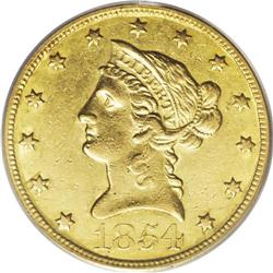 1854-O $10 Large Date AU53 PCGS. While the Large Date 