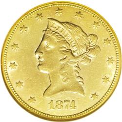 1874-CC $10 AU53 NGC. Any Carson City eagle from the 1 