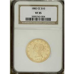1882-CC $10 VF35 NGC. From a tiny mintage of only 6,76 