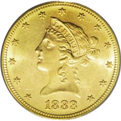 1888-S $10 MS63 PCGS. Well struck with bright mint lus 