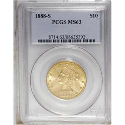 1888-S $10 MS63 PCGS. A delightfully appealing example 