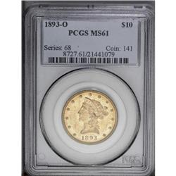 1893-O $10 MS61 PCGS. A popular lower-mintage (17,000 