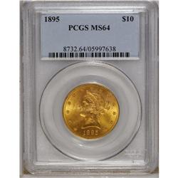 1895 $10 MS64 PCGS. This honey yellow colored piece is 