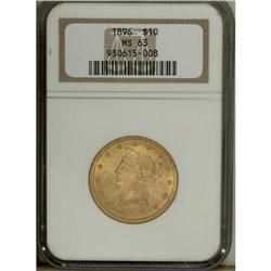 1896 $10 MS63 NGC. The yellow-orange surfaces have str 