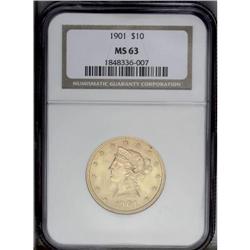 1901 $10 MS63 NGC. Select and sharply struck with high 
