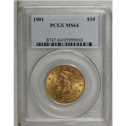1901 $10 MS64 PCGS. Choice and nicely struck with plea 