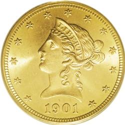 1901-S $10 MS66 PCGS. A highly appealing example with 