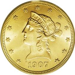 1907-D $10 MS64 PCGS. One of just over a million 1907- 
