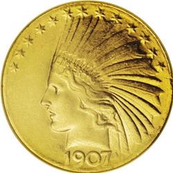 1907 $10 Wire Rim MS63 NGC. 