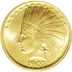 1907 $10 No Periods MS65 NGC. This radiant Gem feature 