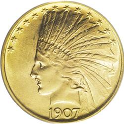 1907 $10 No Periods MS65 PCGS. The No Periods 1907 was 