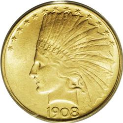 1908 $10 No Motto MS63 PCGS 