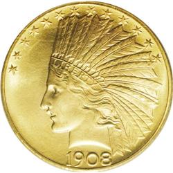 1908 $10 Motto MS66 PCGS. Ex: Duckor. President Theodo 