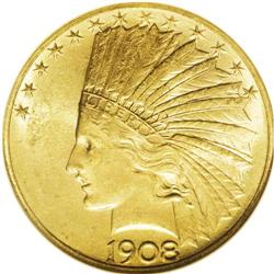 1908-D $10 Motto MS63 NGC 