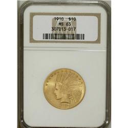 1910 $10 MS63 NGC. Booming luster sweeps attractively 