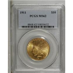 1911 $10 MS62 PCGS. This well-defined orange-gold piec 