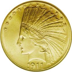 1911 $10 MS64 NGC. This lustrous near-Gem ten dollar h 
