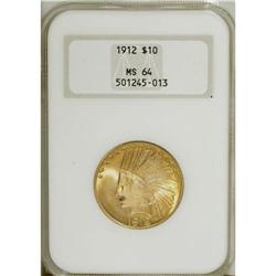 1912 $10 MS64 NGC. Pleasing peach patina graces this l 